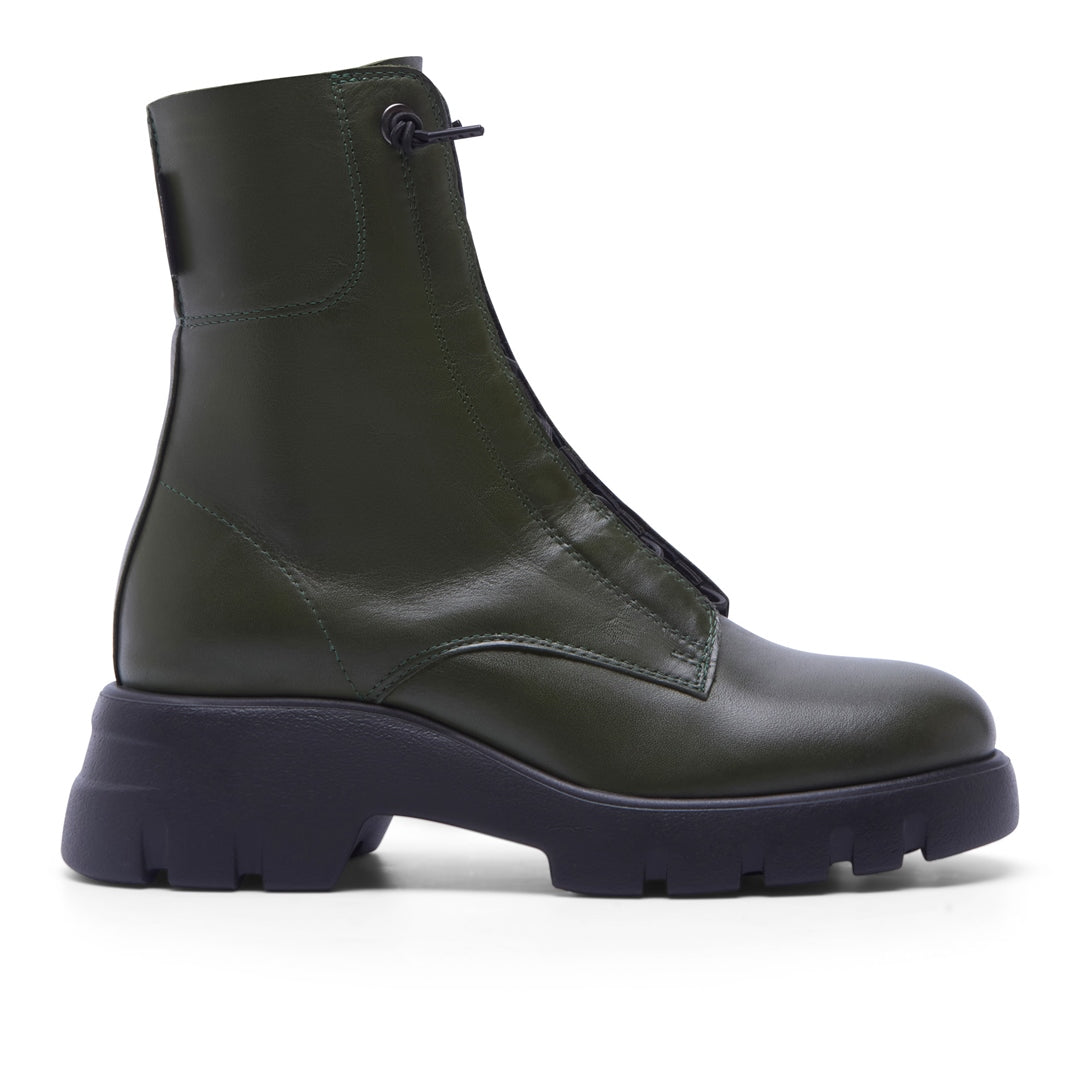 Prevale Green Leather Ankle Boots