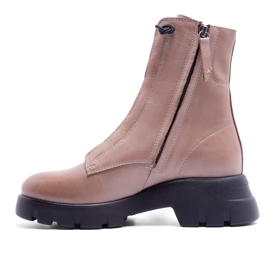 Prevale Taupe Leather Ankle Boots