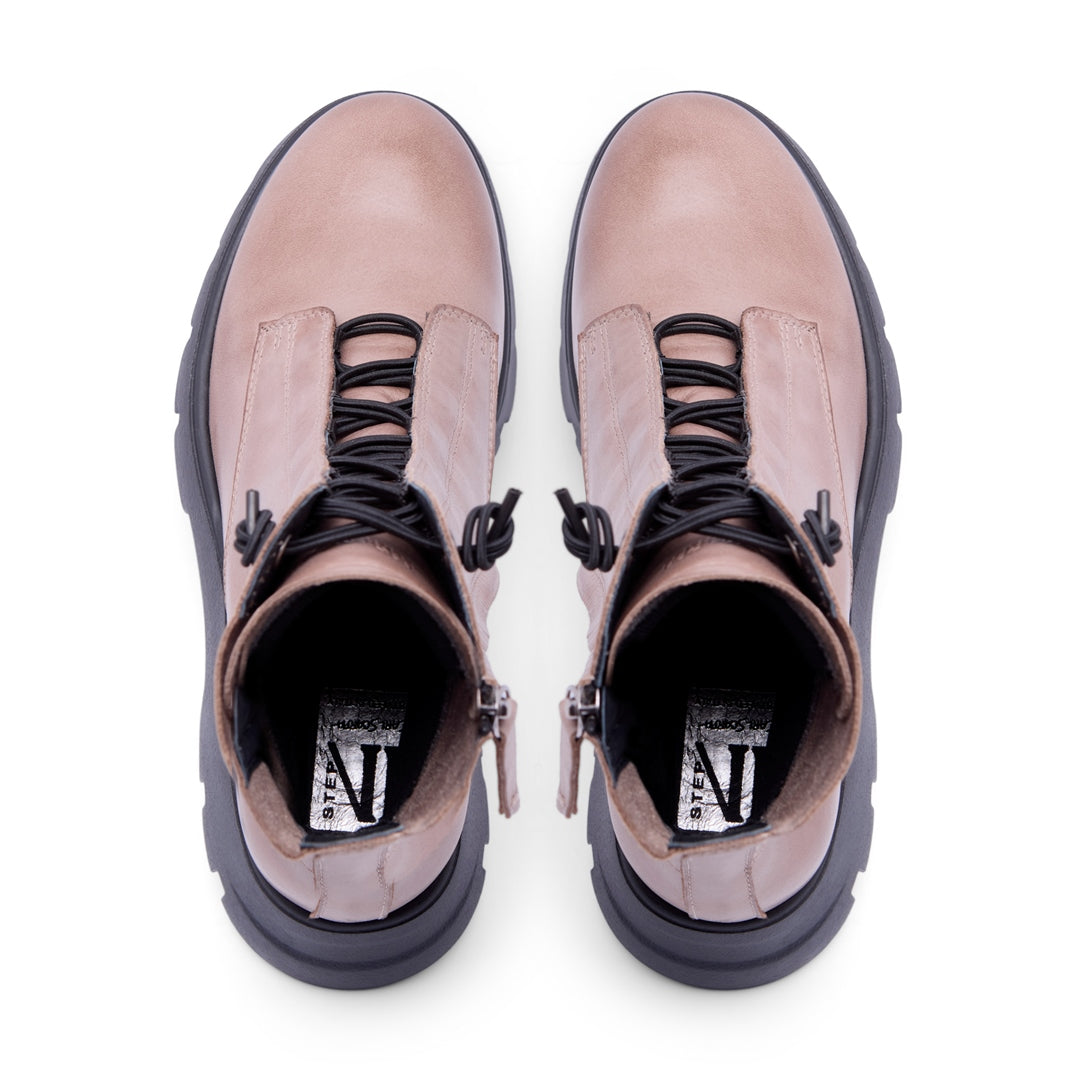 Prevale Taupe Leather Ankle Boots