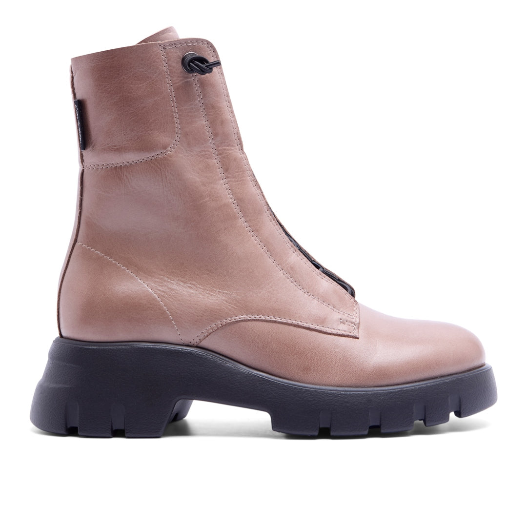 Prevale Taupe Leather Ankle Boots