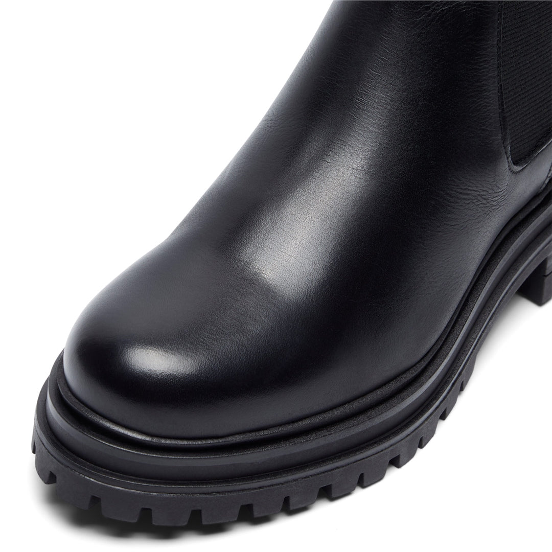 Samara Black Leather Ankle Boots