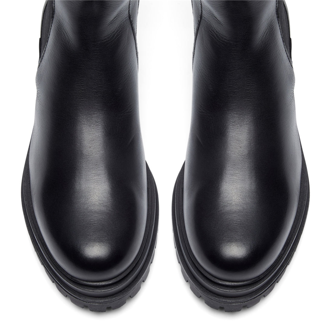 Samara Black Leather Ankle Boots