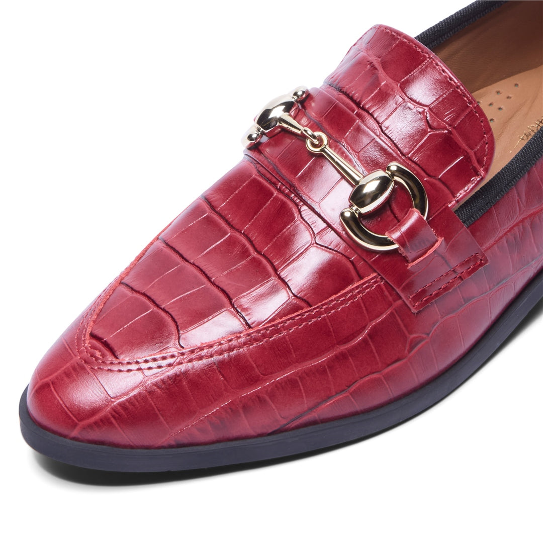 Sorenne Red Croc Patent Leather Loafers