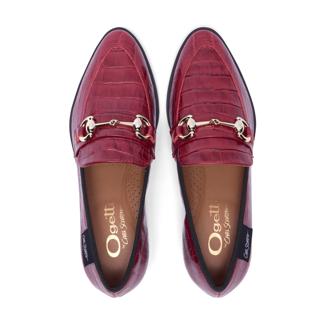 Sorenne Red Croc Patent Leather Loafers