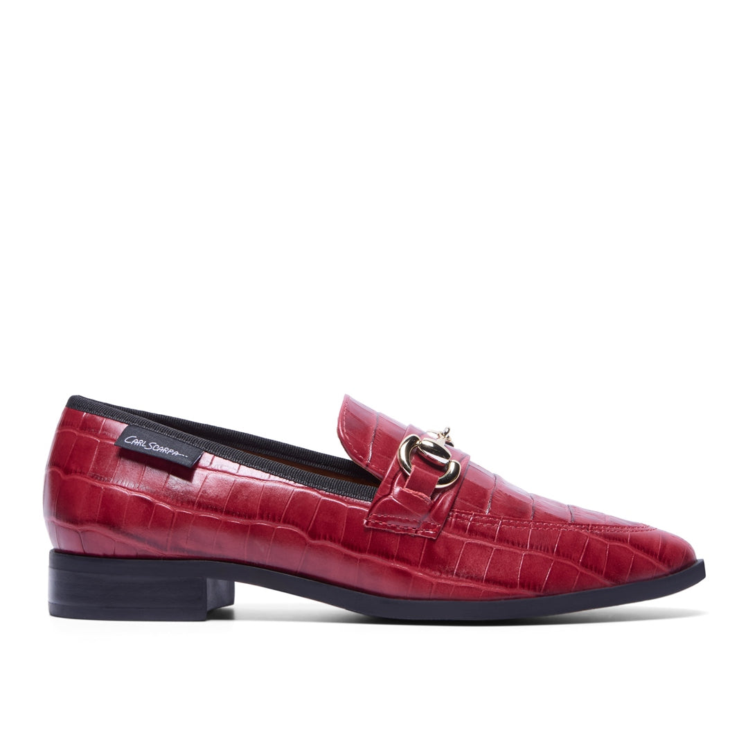 Sorenne Red Croc Patent Leather Loafers