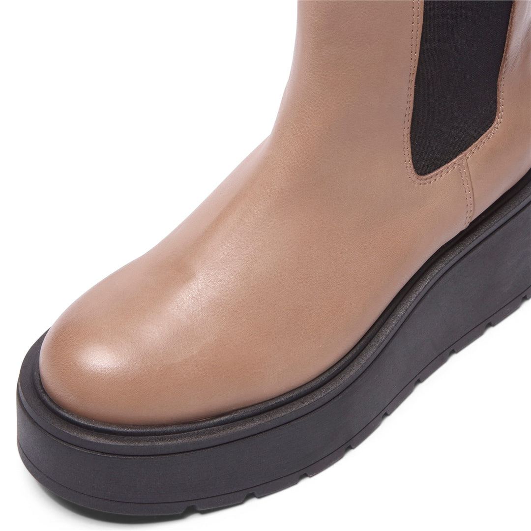 Zennie Taupe Leather Ankle Boots