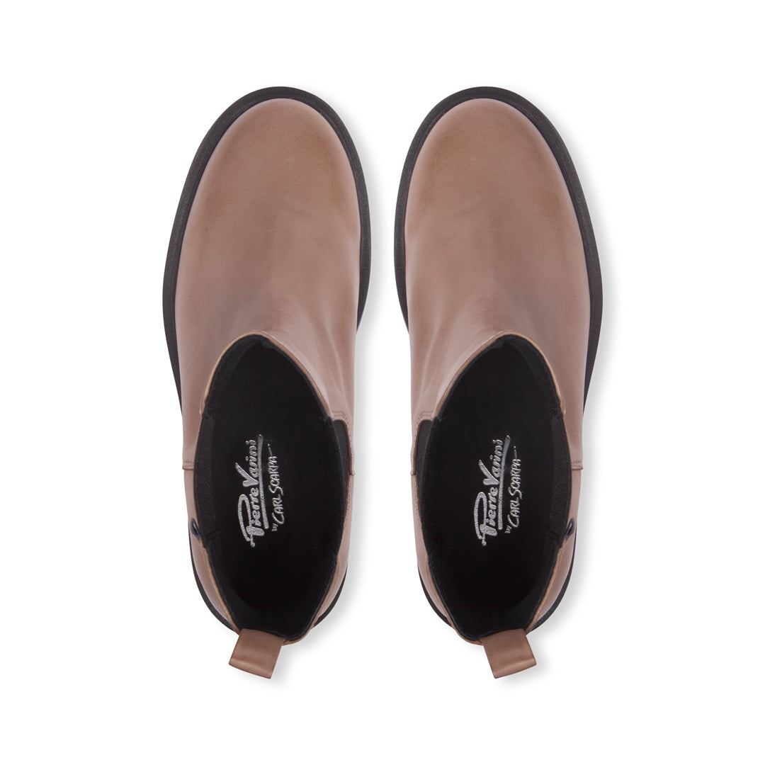 Zennie Taupe Leather Ankle Boots
