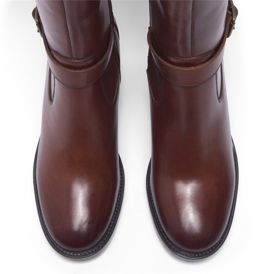 Sonita Tan Leather Knee High Boots