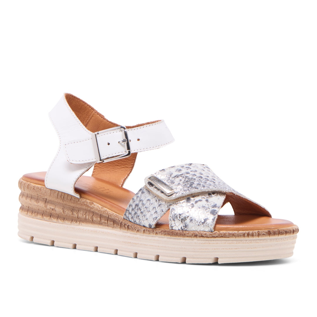 Caputa White/Silver Leather Sandals