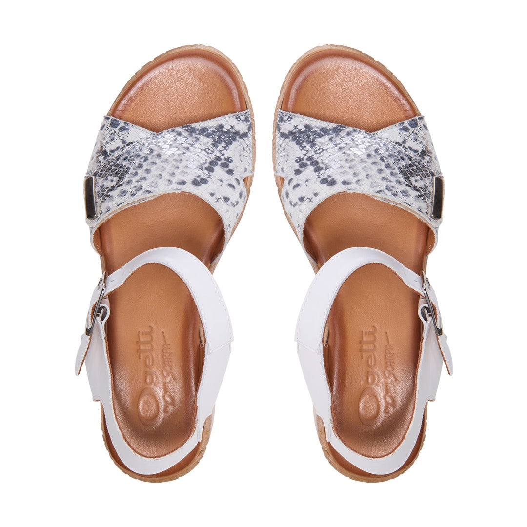 Caputa White/Silver Leather Sandals