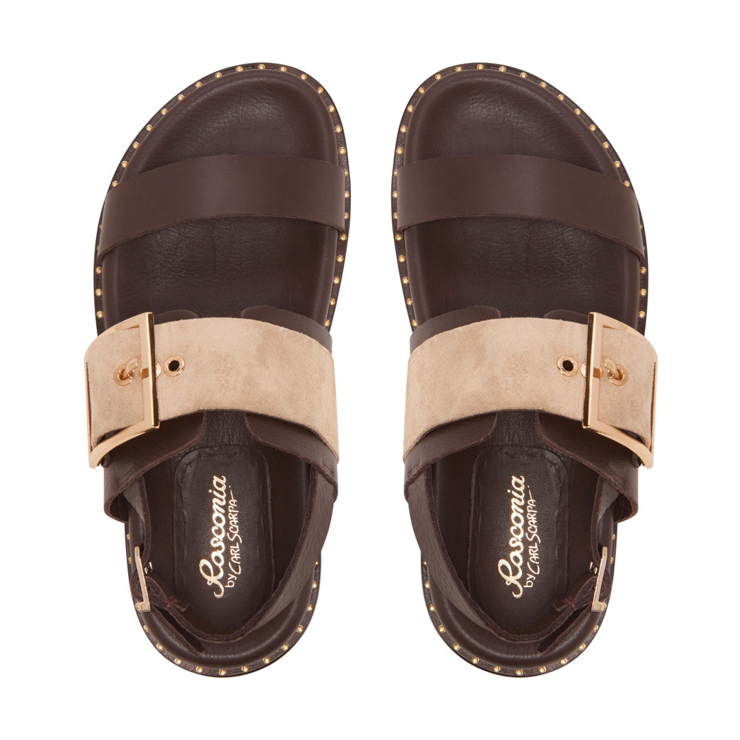 Durvla Brown Suede Sandals