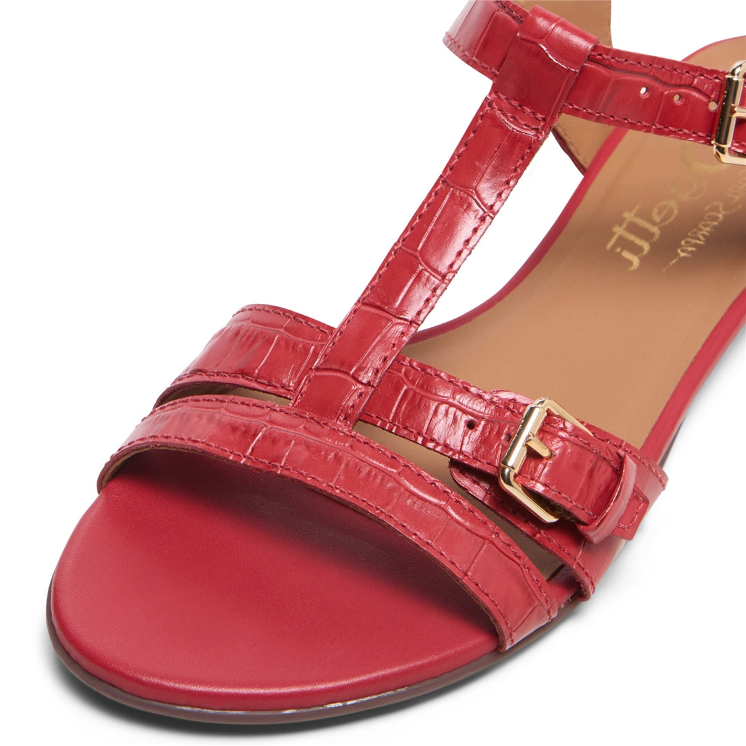 Lorsica Red Croc Leather Sandals
