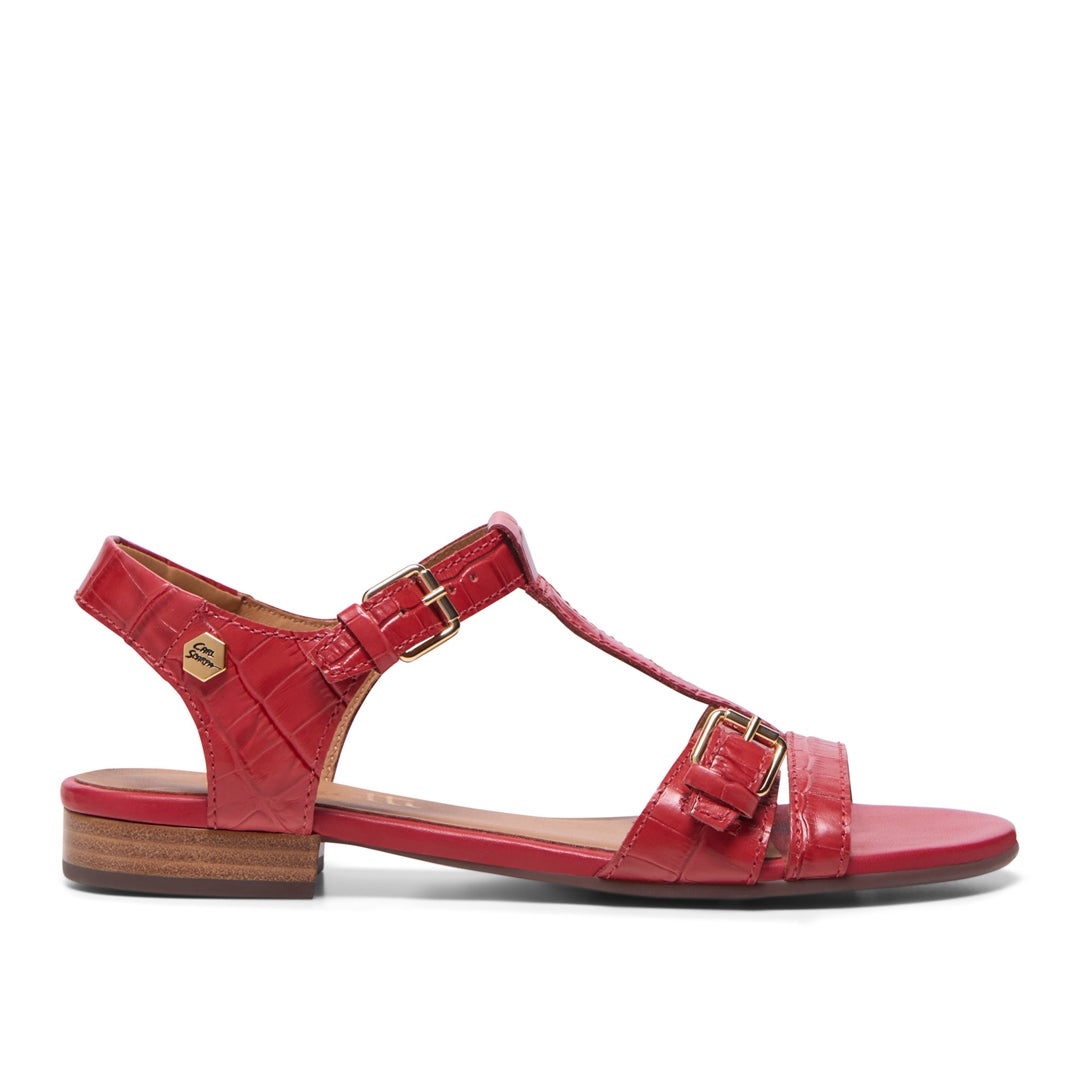Lorsica Red Croc Leather Sandals
