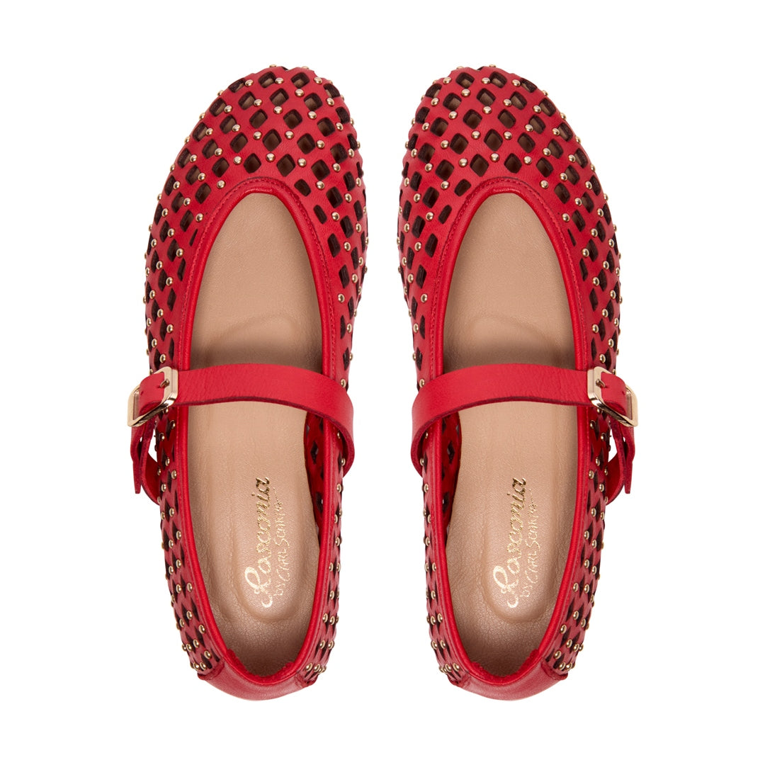 Lousca Red Leather Loafers