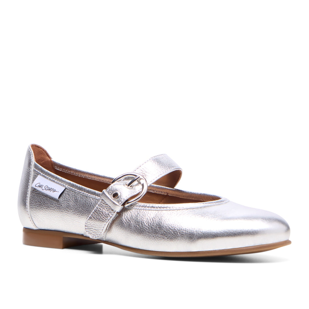 Mellina Silver Leather Loafers