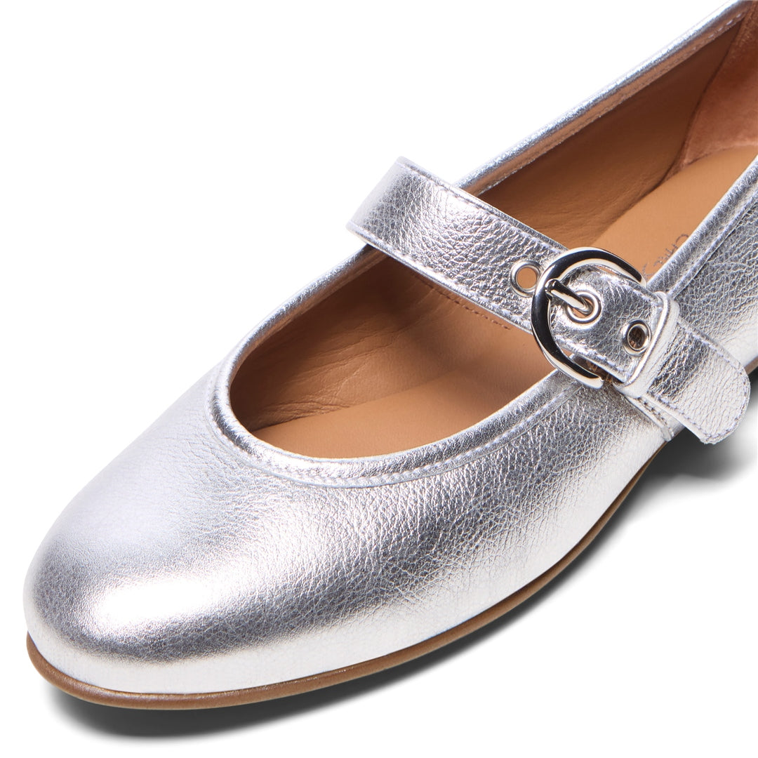 Mellina Silver Leather Loafers