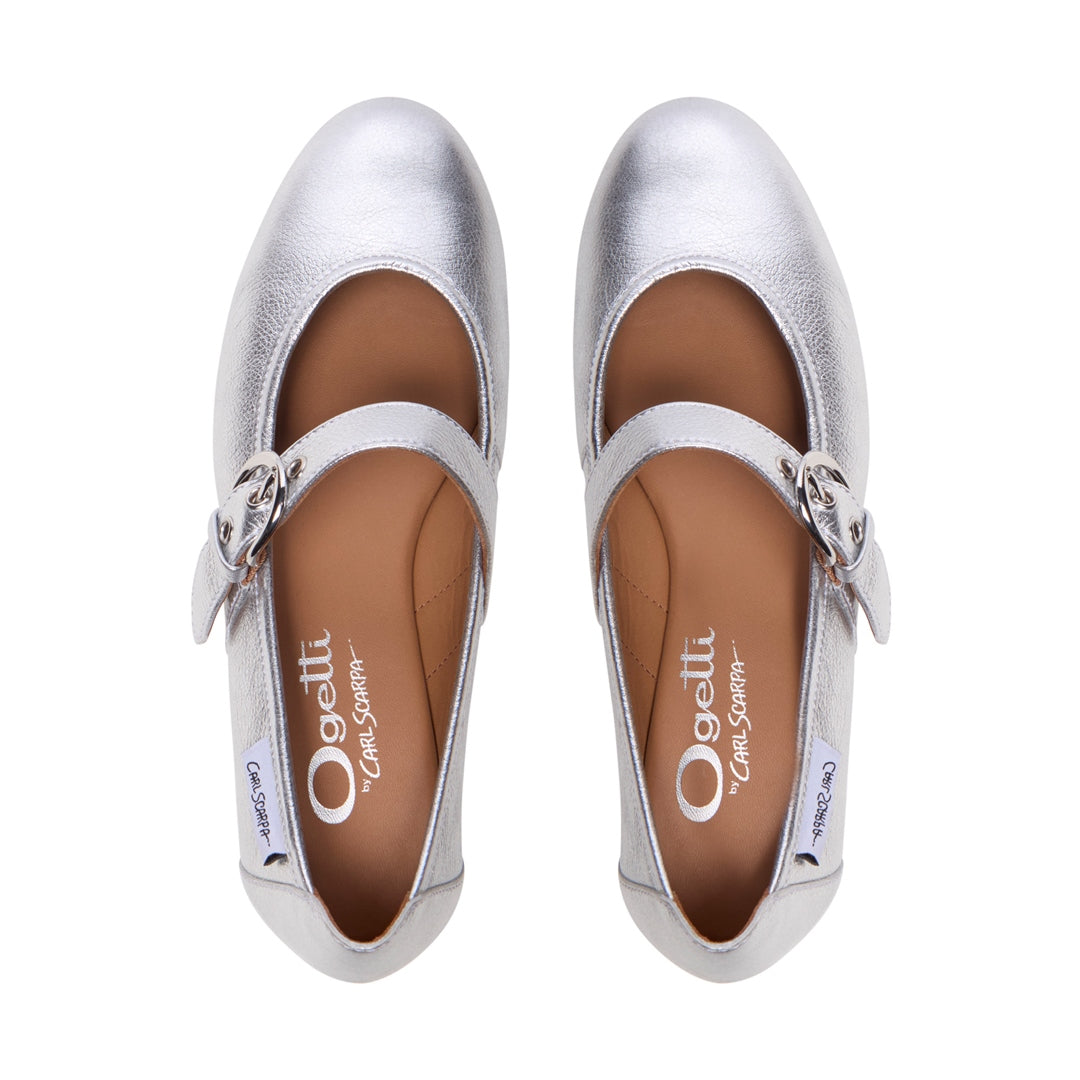 Mellina Silver Leather Loafers