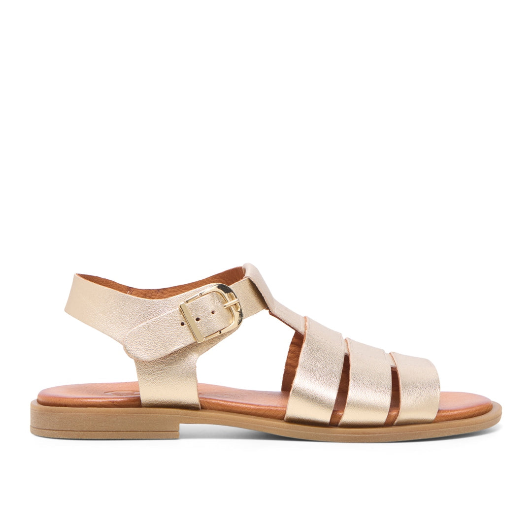 Ortello Gold Leather Sandals