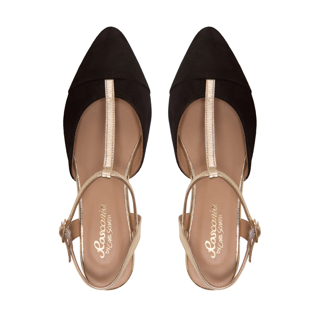 Parabita Black Suede Court Shoes