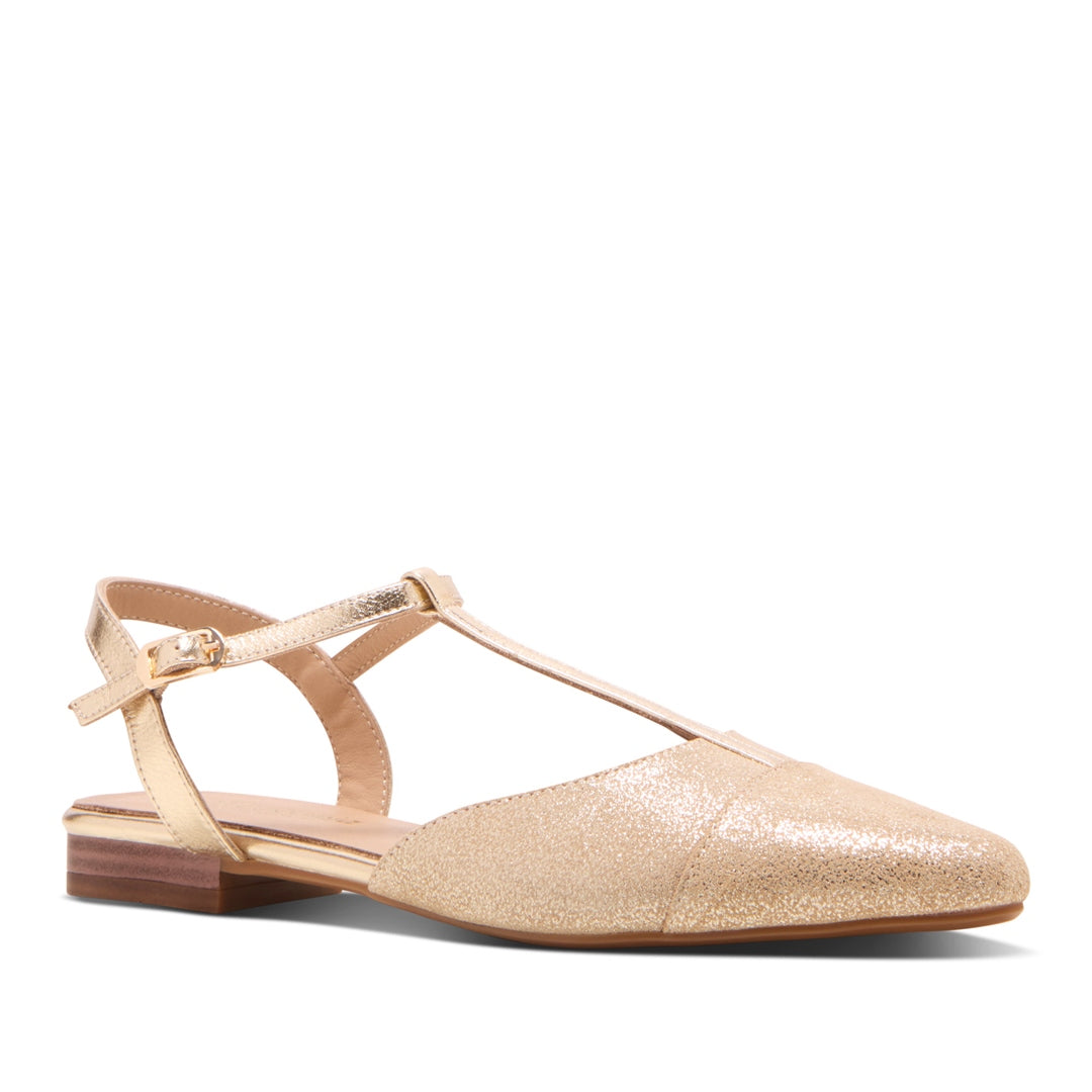 Parabita Gold Leather Court Shoes