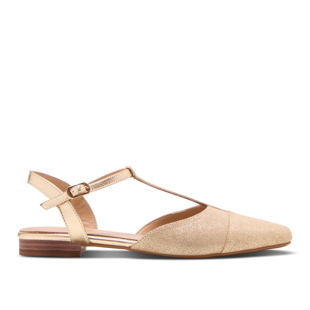 Parabita Gold Leather Court Shoes
