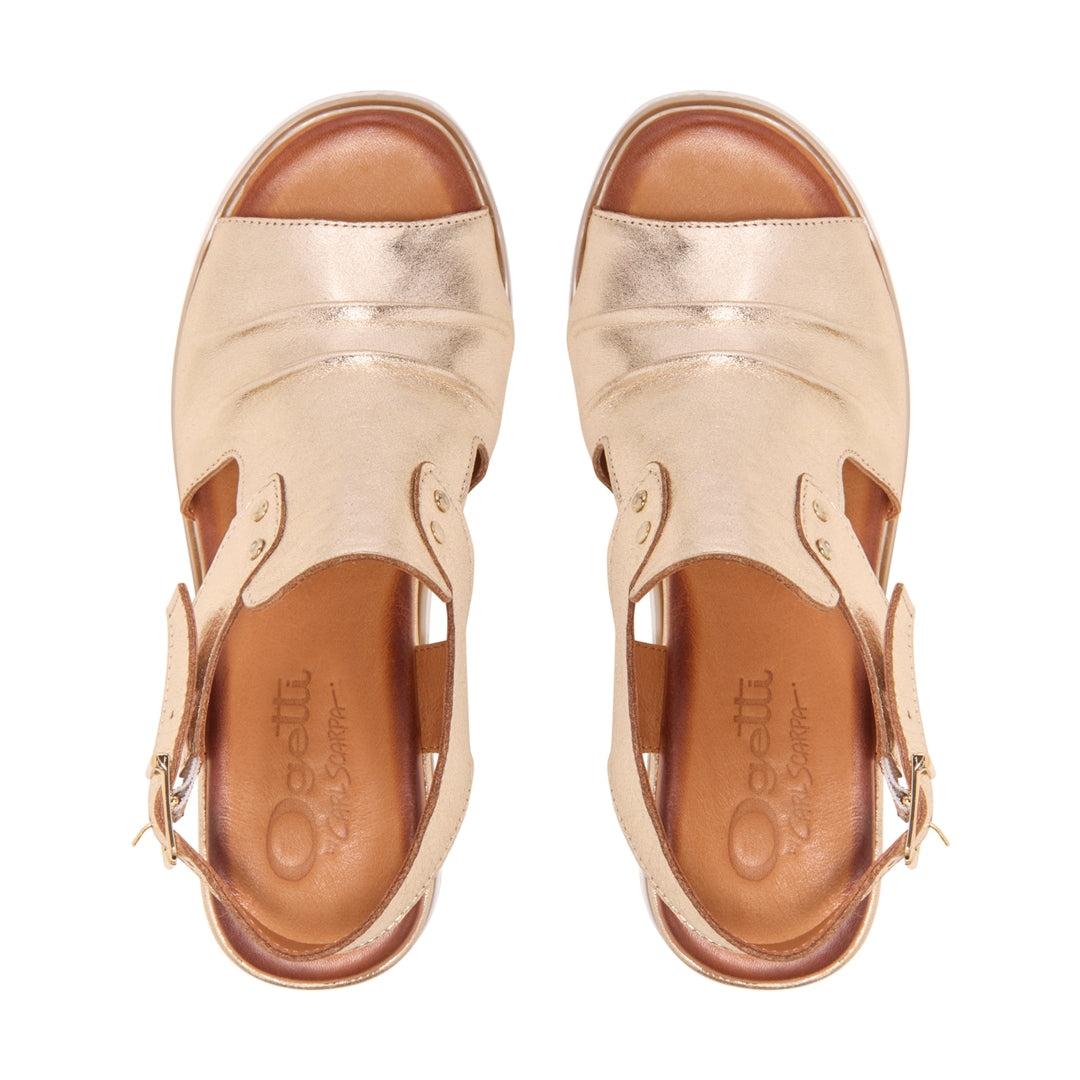 Tessino Gold Leather Sandals