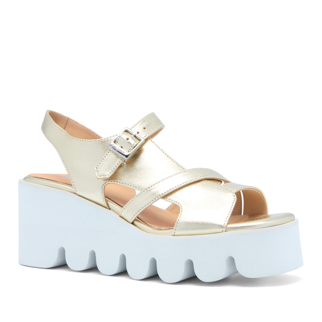 Struzini Gold Leather Wavesole Sandals