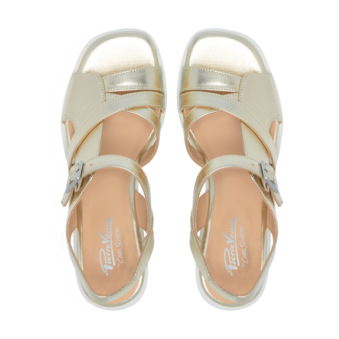 Struzini Gold Leather Wavesole Sandals