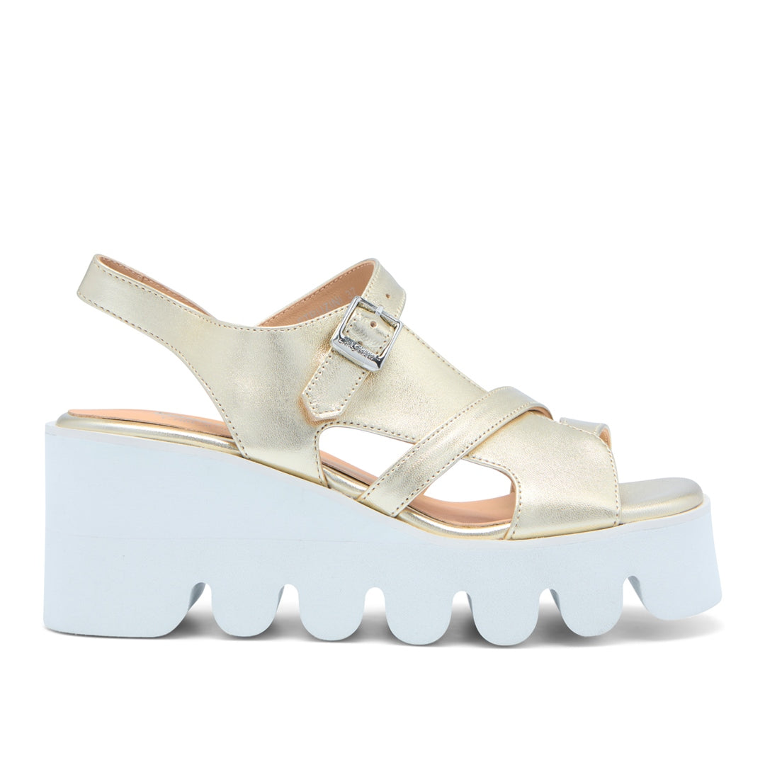 Struzini Gold Leather Wavesole Sandals