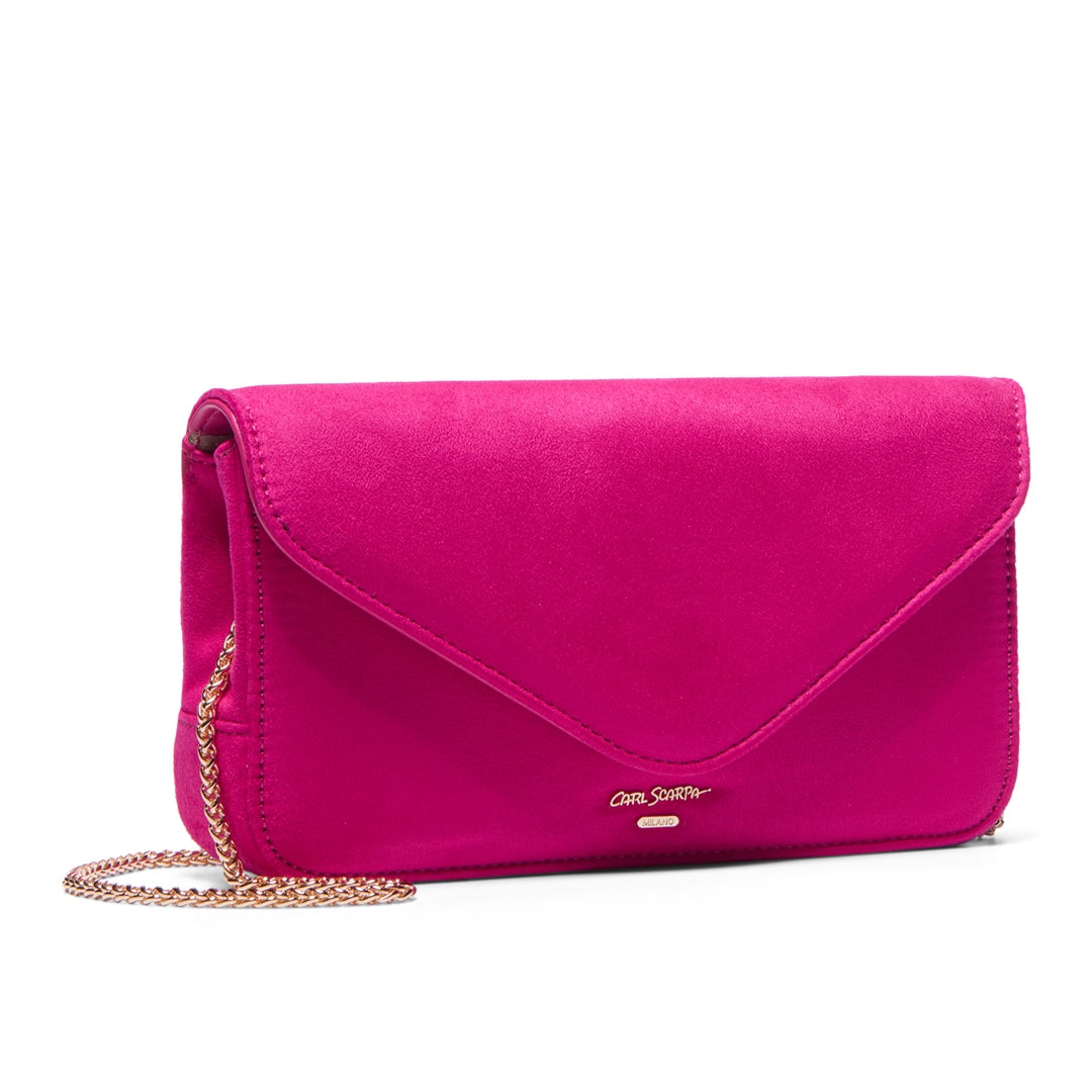 Veloria Fuchsia Suede Clutch Bag