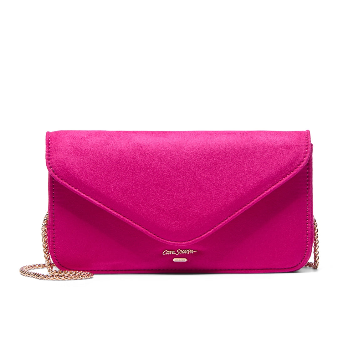 Veloria Fuchsia Suede Clutch Bag
