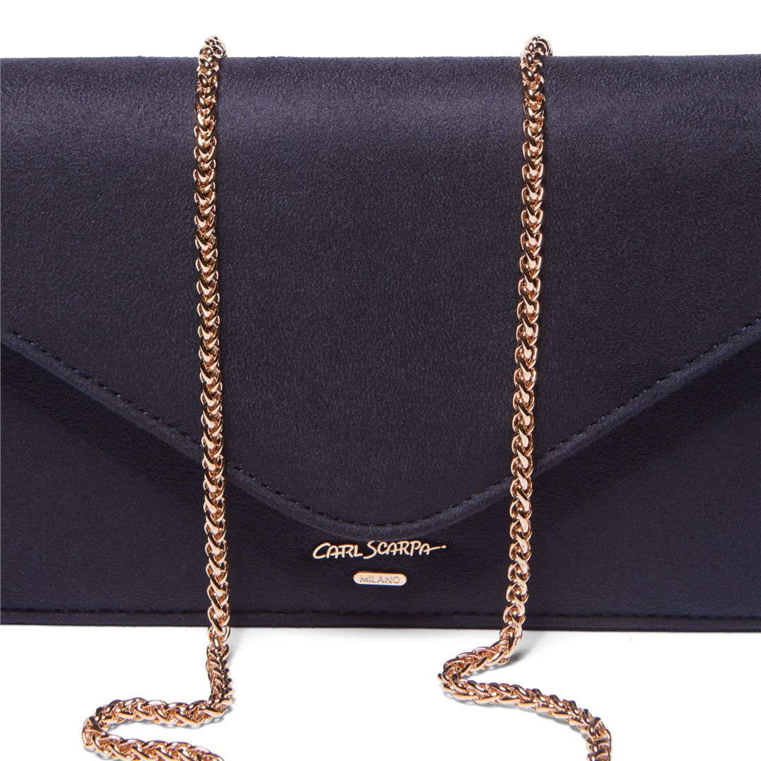 Veloria Navy Suede Clutch Bag