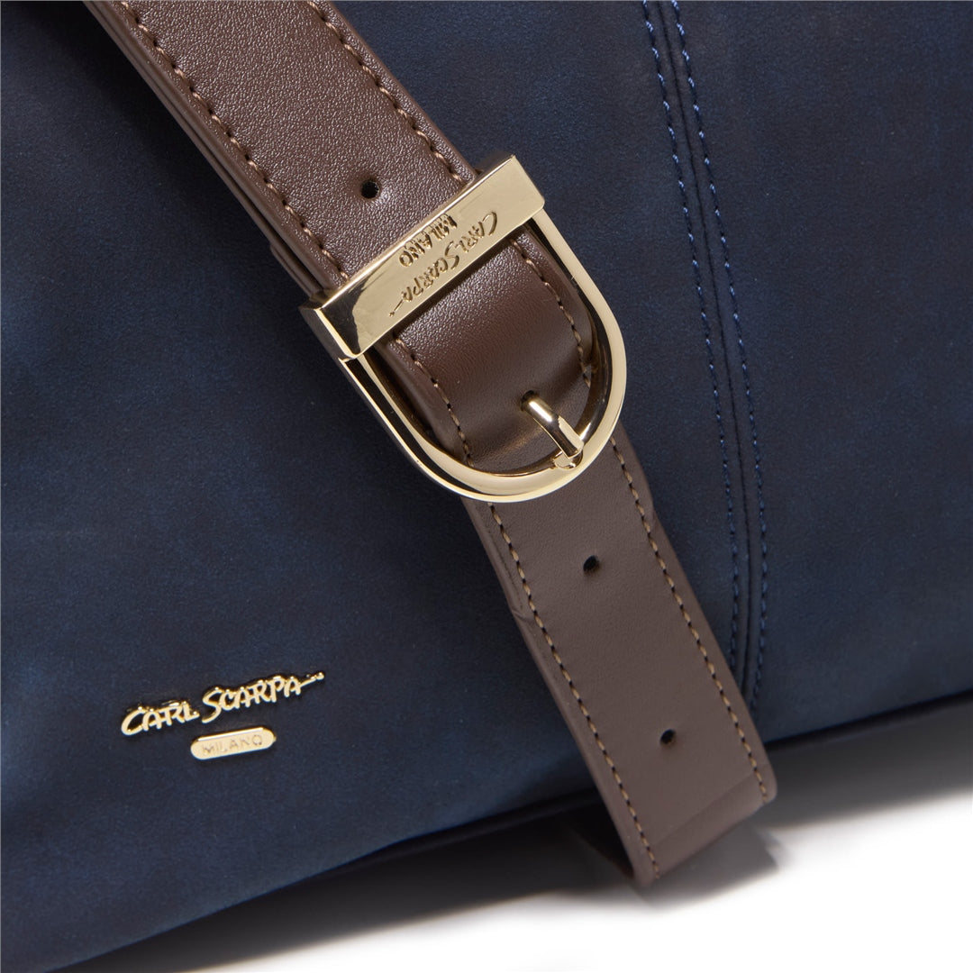 Yasmina Navy Suede Shoulder Bag