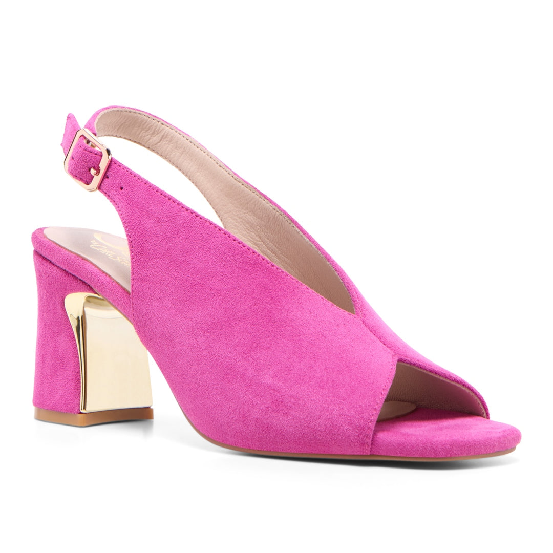 Claresse Fuchsia Suede Block Heel