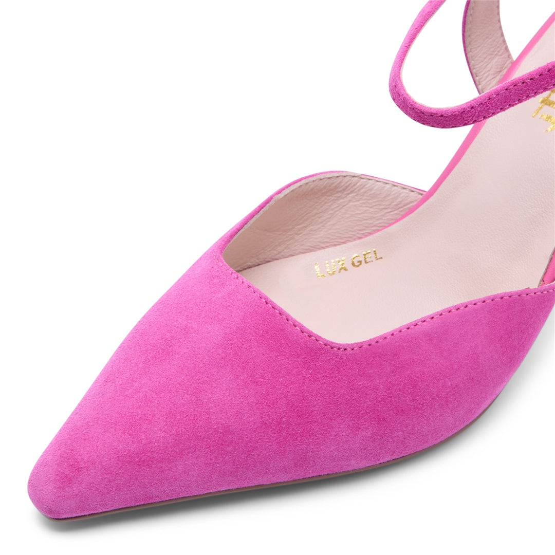 Lupina Fuchsia Suede Strap Heel