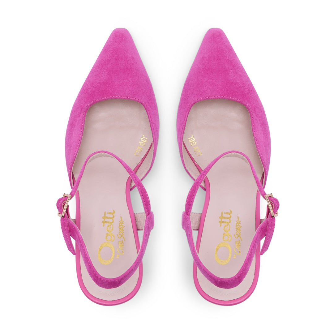 Lupina Fuchsia Suede Strap Heel