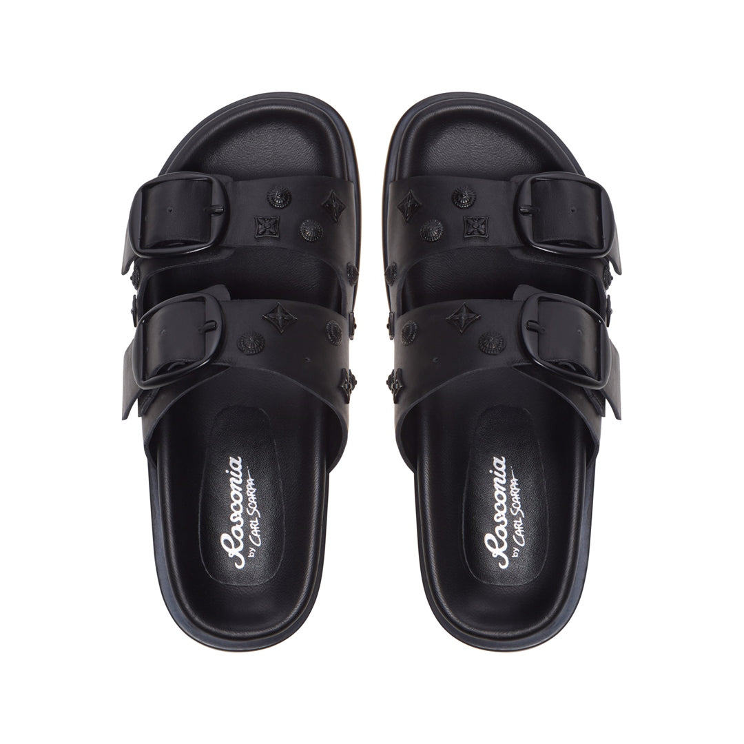 Gimmi Black Leather Mule Sandal