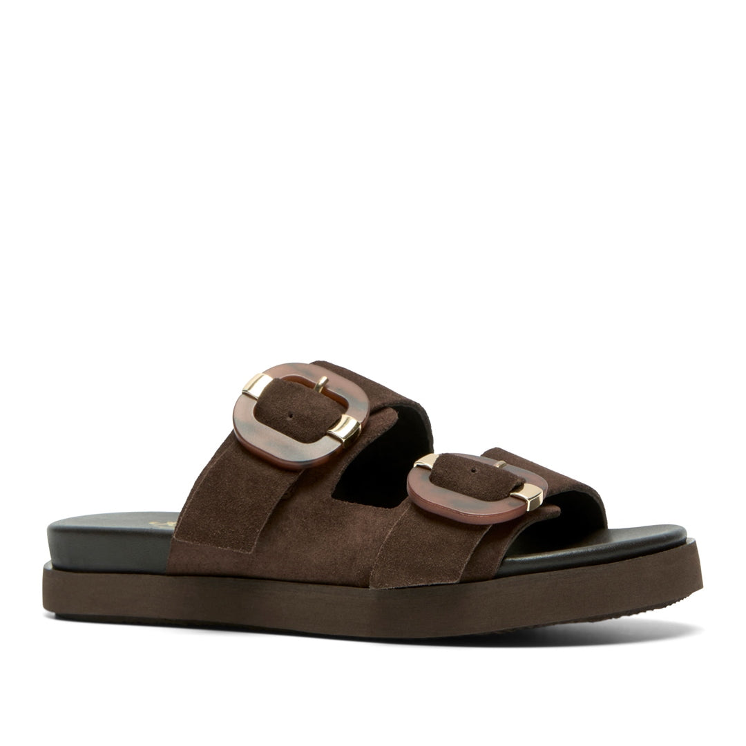Letta Brown Suede Mule Sandals