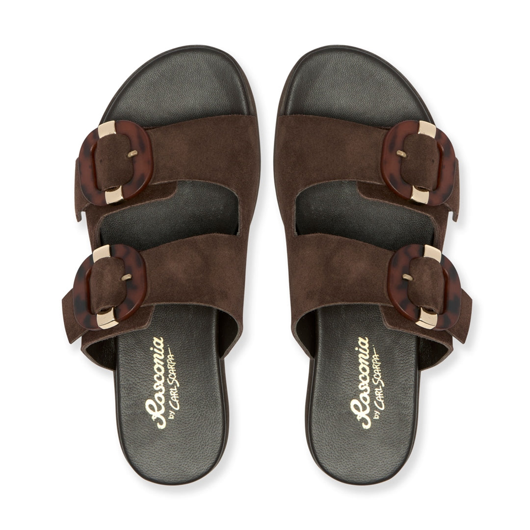 Letta Brown Suede Mule Sandals