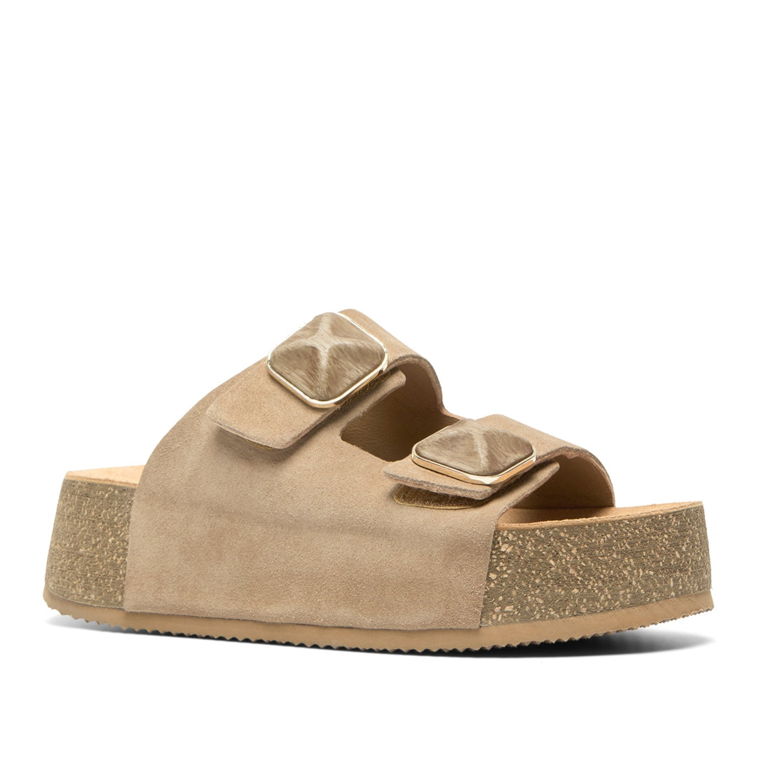 Mippi Beige Suede Platform Sandals