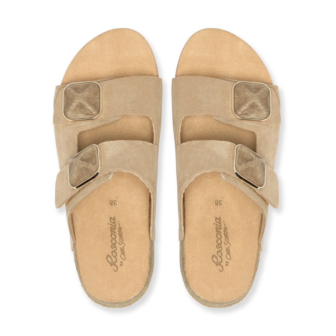 Mippi Beige Suede Platform Sandals