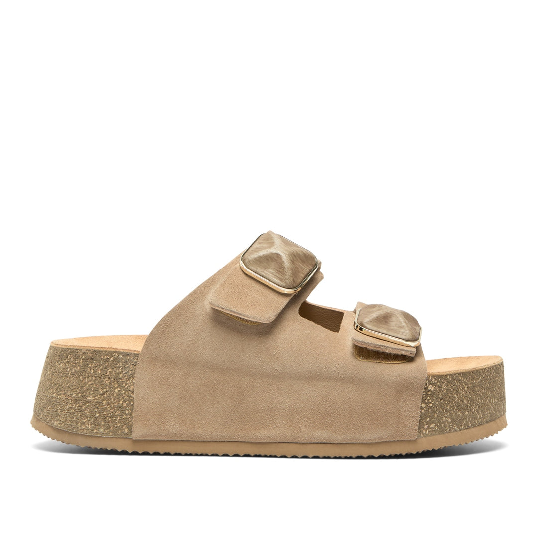 Mippi Beige Suede Platform Sandals