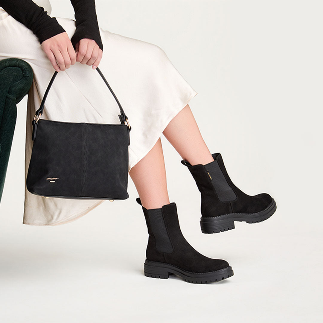 Clarimonda Black Suede Ankle Boot
