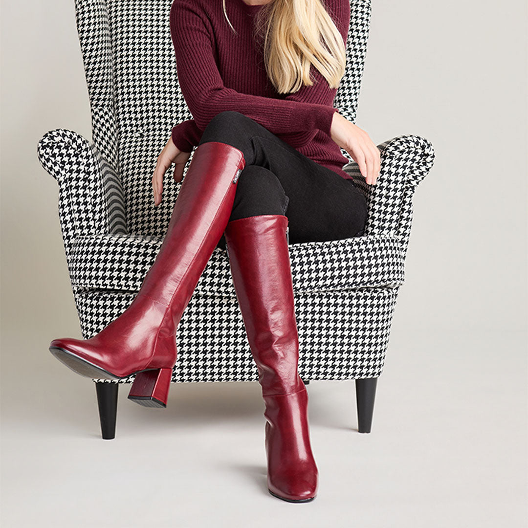 Jilianna Red Knee High Boots