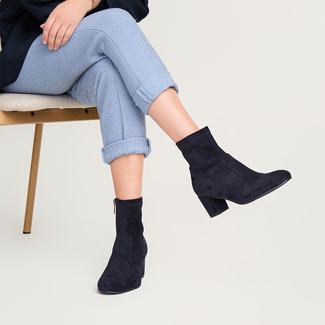 Lunessa Navy Suede Ankle Boot
