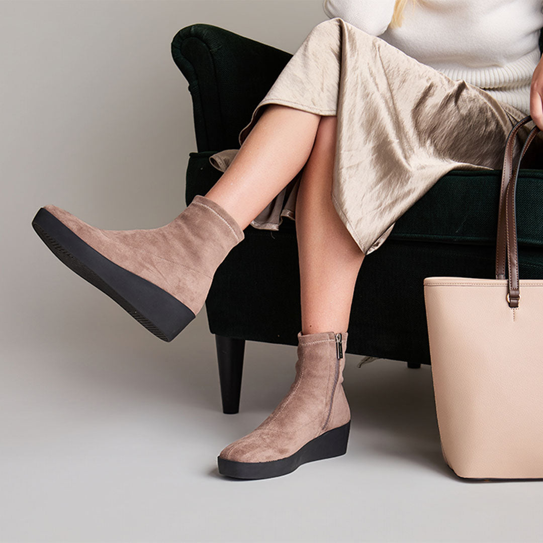 Roselina Taupe Suede Ankle Boot